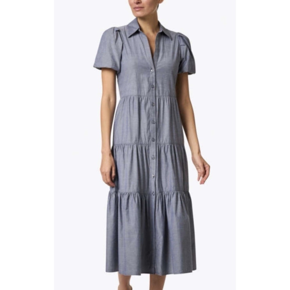 Brochu Walker Havana Maxi Dress Button Front Sz XS Ruffles Designer Purple
